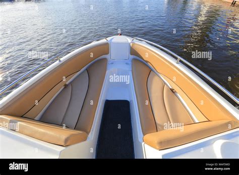 White Bow Motor Boat Boating Stock Photo Alamy
