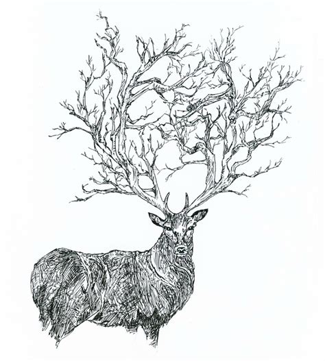 Deer Tree Art Moose Art Drawings
