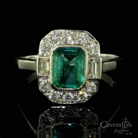 Refining designs to their basic geometric essence, resulting in a clean and linear design language that became associated with the period. Stunning Emerald And Diamond Art Deco Style Ring - Rings ...