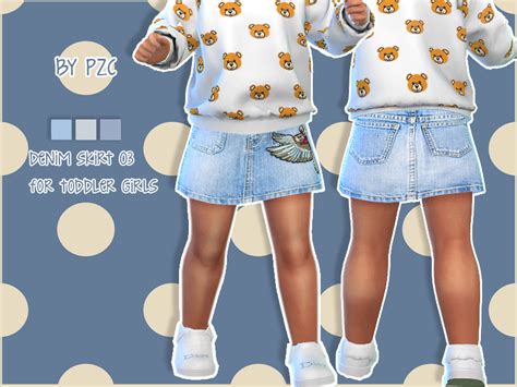 The Sims Resource Denim Skirt 03 For Toddler Girls