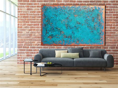 Original Abstract Painting Xlarge Canvas Art Turquoise Abstract Wall