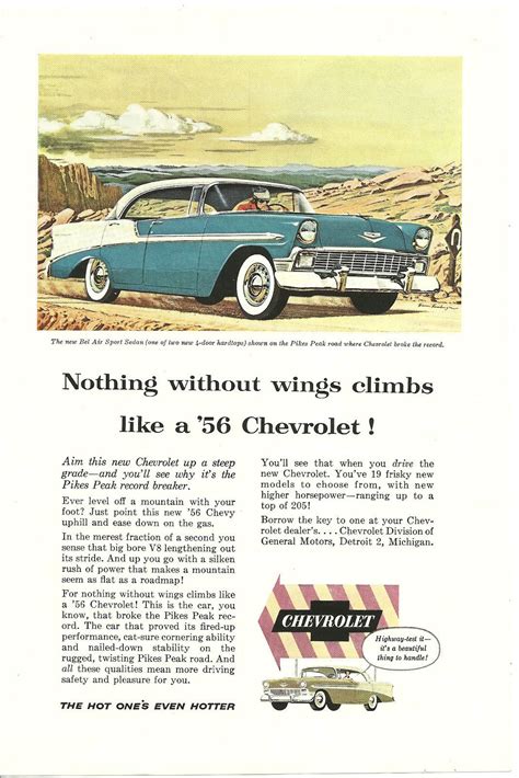 Print Ad Chevrolet 1955 56 Bel Air Sport Sedan Vintage 56 Chevy Car