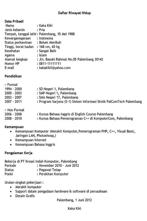 Contoh Daftar Riwayat Hidup 2019 Tulis Tangan