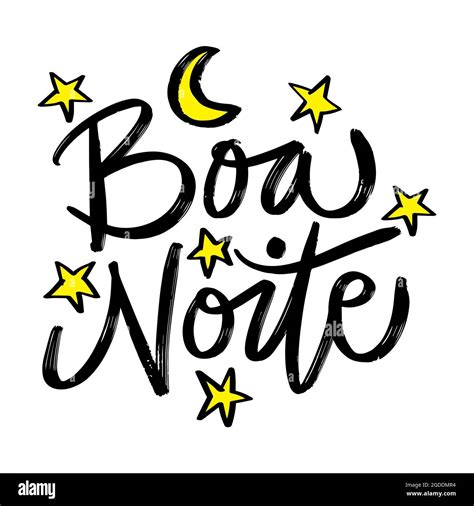 Boa Noite Hand Lettering Brazilian Good Night Greeting Card Stock