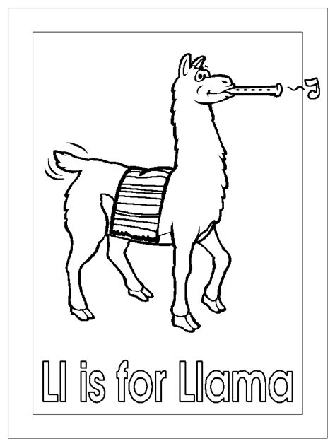 Print llama coloring page (large). Bottom Frame