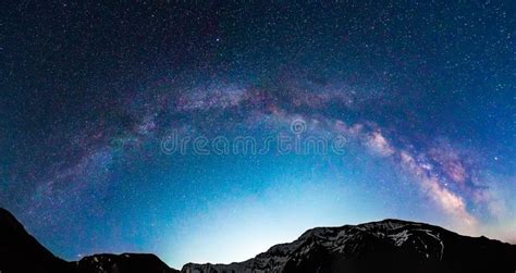 Milky Way Galaxy Over Mountains Stock Image Image Of Milky Nature