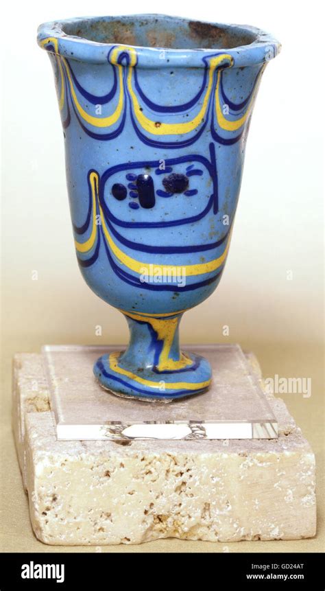 Fine Arts Ancient World Egypt Pottery Glass Goblet With Cartouche Of King Thutmose Iii