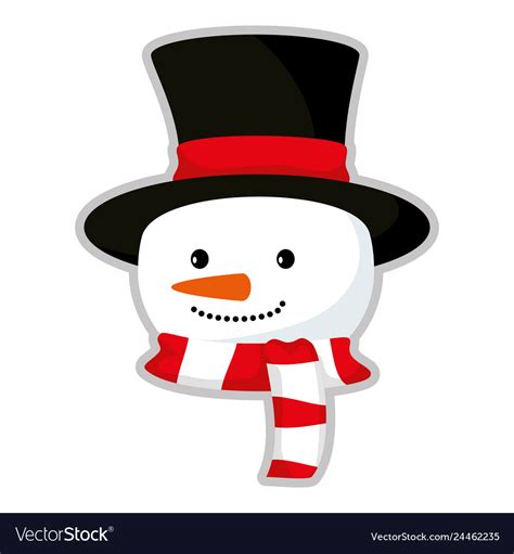 Cute Snowman Head Christmas Character Royalty Free Vector