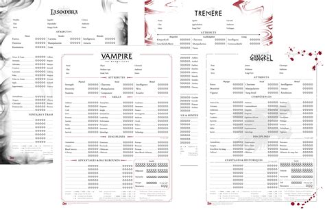 Dark Pack Unofficial V5 Character Sheets Customizable Form