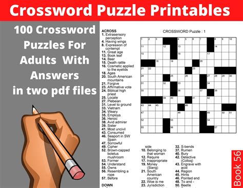Crossword Puzzle Printables for Adults 100 Crosswords With Solutions