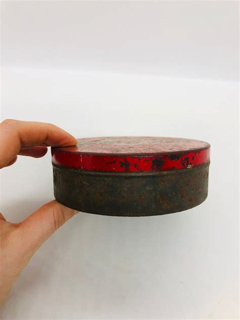 Vintage Round Metal Box Tin Box Tin Can Small Metal Box Etsy Uk