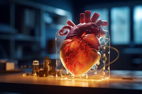 Premium Ai Image Synthetic Heart In A Science Lab With Generative Ai