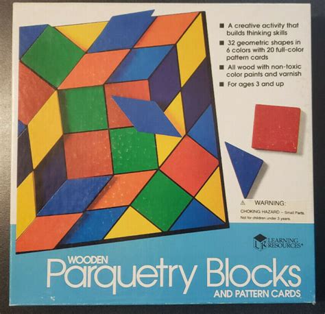 Wooden Parquetry Blocks And Pattern Cards Learning Resources 1992 Ebay