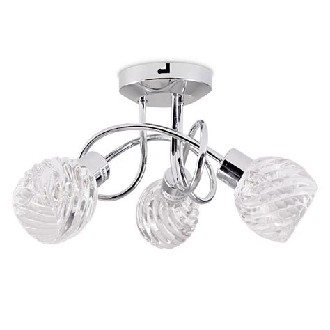 Buy Minisun Contemporary 3 Way Polished Chrome Curved Arm Flush Ceiling