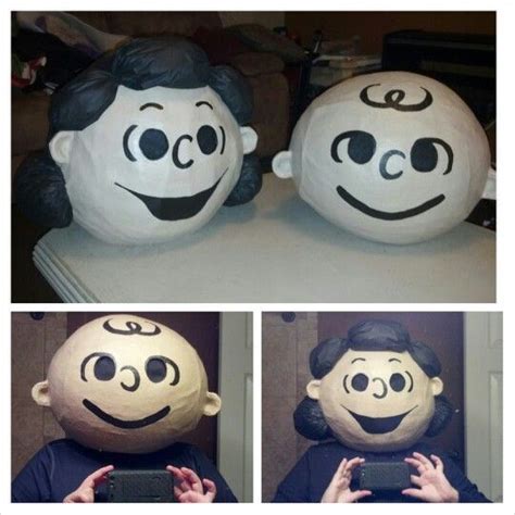 Homemade Charlie Brown And Lucy Costume Heads For Halloween Charlie