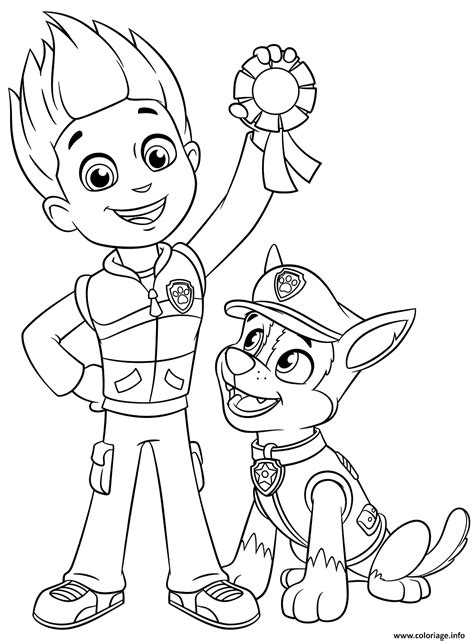 Coloriage Pat Patrouille Ryder Et Chase Medaille De La Premiere