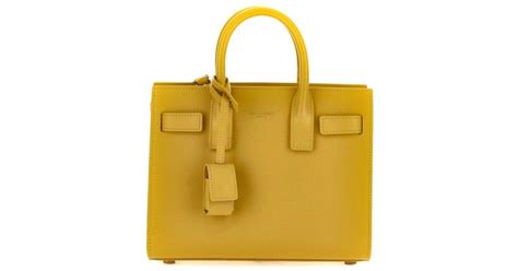 Saint Laurent Yellow Sac De Jour Nano Bag In Grained Leather Lyst