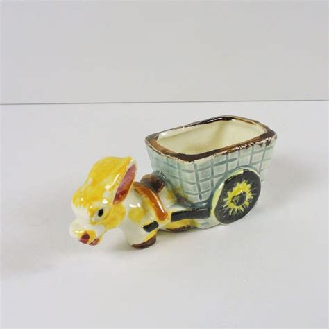 Donkey Pulling Cart Small Vintage Figurine Planter Japan Figurines