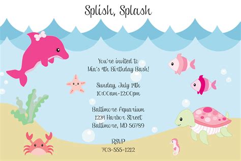 Under the Sea Birthday Invitations Wording | Download Hundreds FREE