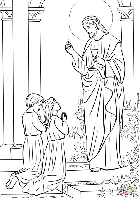 Boy And Girl First Communion Coloring Page Free Printable Coloring Pages