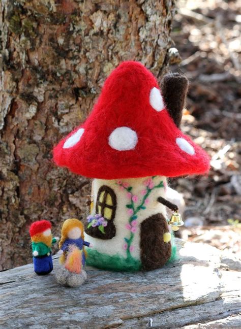 Needle Felted Gnomes In Mushroom Homes By Going Gnome At Felt Crafts