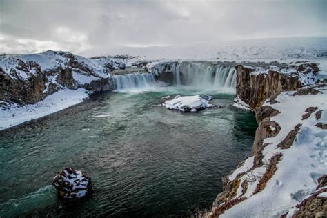 260 Godafoss Waterfall Frozen In Winter Iceland Stock Photos Pictures