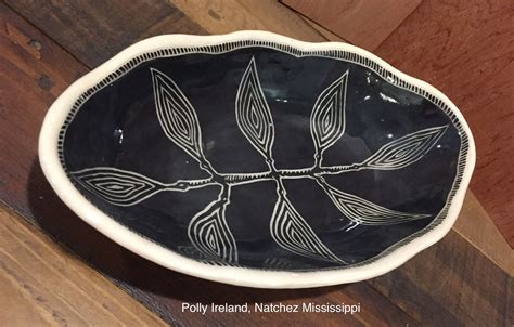 Ceramic Bowl Serving Bowl In Black And White Sgraffito Polly Ireland