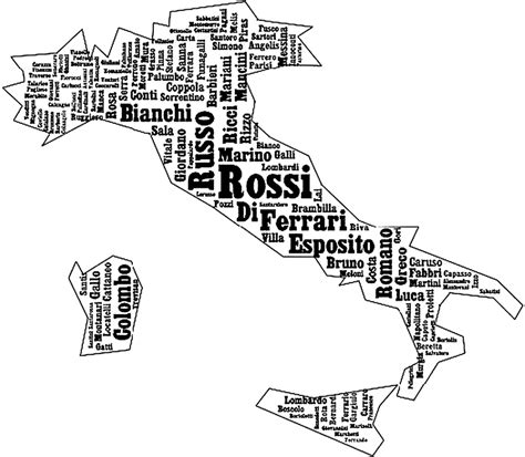 Tag Map For The Most Popular Surnames In Italy De Chiara Et Al