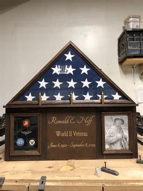 Custom Flag Display Case With 3 Shell Casing Displays Folded Etsy