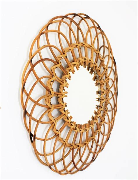 Subtly decorated and suitable for any space and purpose. Spanish 1960s Handcrafted Rattan and Wicker Flower Shaped ...