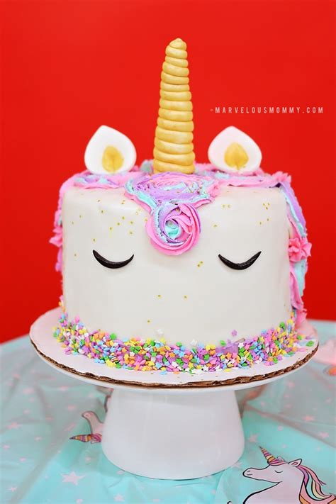Diy Rainbow Unicorn Cake Haleys 6th Birthday Party Marvelous Mommy