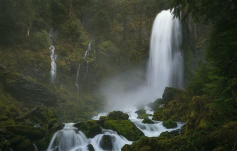 Wallpaper Forest Stones Moss Waterfalls Columbia River Gorge