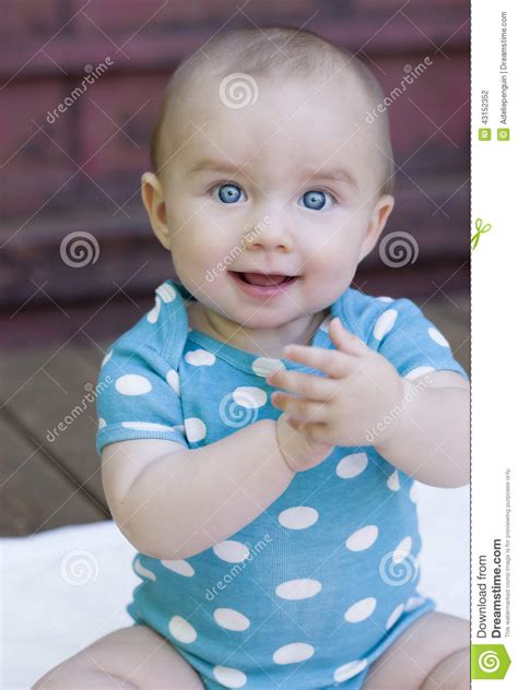 Bright Blue Eyed Happy Baby Girl Stock Photo Image Of