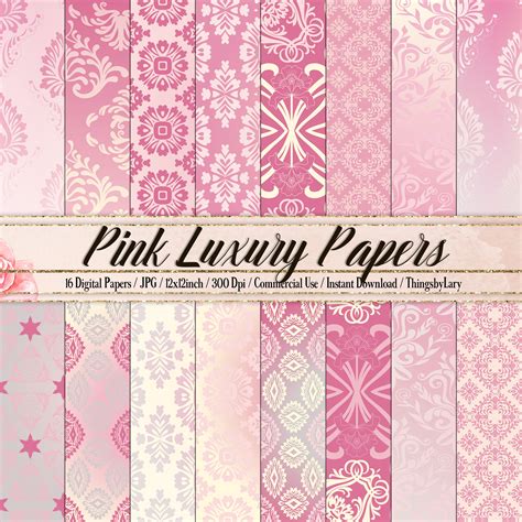 16 Pink Damask Texture Papers Ombre Paper Luxury Paper Digital