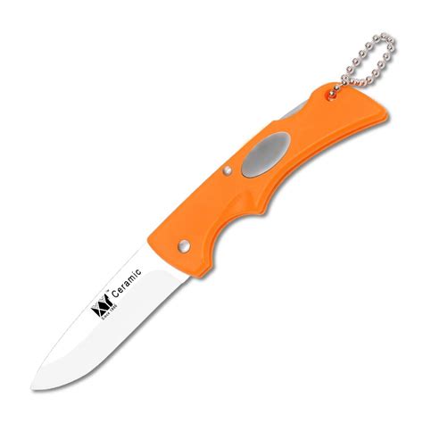Xyj Ceramic Folding Kitchen Knife Pocket Orange Handle White Blade
