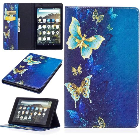 Leather Tablet Case Skin For Amazon Kindle Fire Hd8 8 Inch Flower Print