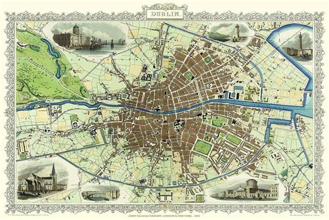 Map Of Dublin Old Historical And Vintage Map Of Dublin