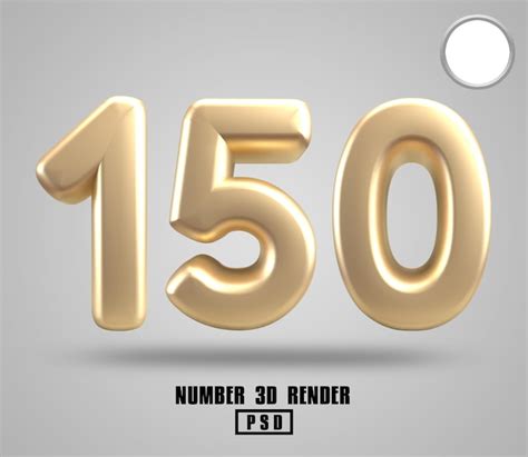 Premium Psd 3d Render Number 150 Gold Style