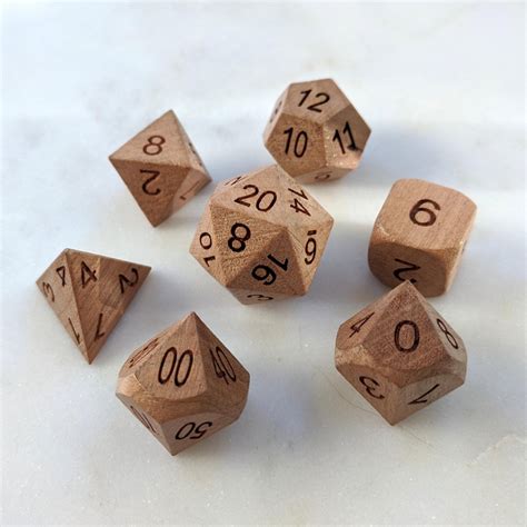Cherry Wood Dnd Dice Set Polyhedral Dice Dandd Dice Dungeons Etsy In
