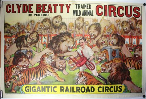 Clyde Beatty Gigantic Railroad Circus Original Vintage Circus Poster