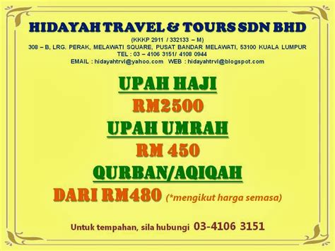 Download lagu upah haji lengkap 2020 11.17mb dan streaming kumpulan lagu upah haji hasil diatas adalah hasil pencarian dari anda upah haji lengkap 2020 mp3 dan menurut kami yang. HIDAYAH TRAVEL & TOURS SDN BHD: HARGA UPAH HAJI / UPAH ...