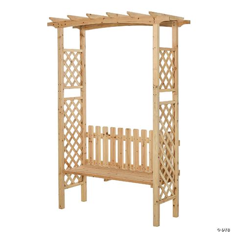 Outsunny Outdoor Garden Bench Arch Pergola With Natural Fir Wood Build Protective Varnish And 2