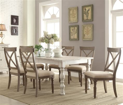 Riverside Furniture Aberdeen 7 Piece Farmhouse Dining Set | Rooms for