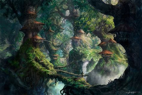 Fantasy Art Wizard Forest Trees Artwork Digital Living
