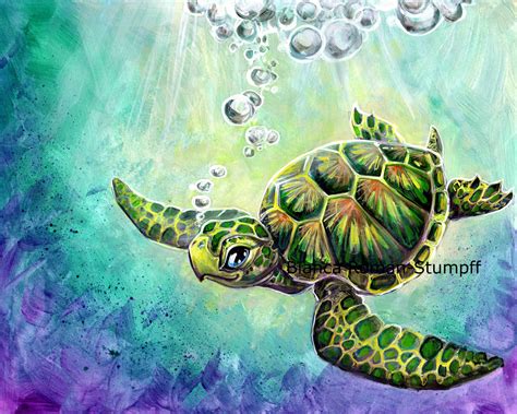 Rainbow Sea Turtle Print · Art Of Bianca Roman Stumpff · Online Store