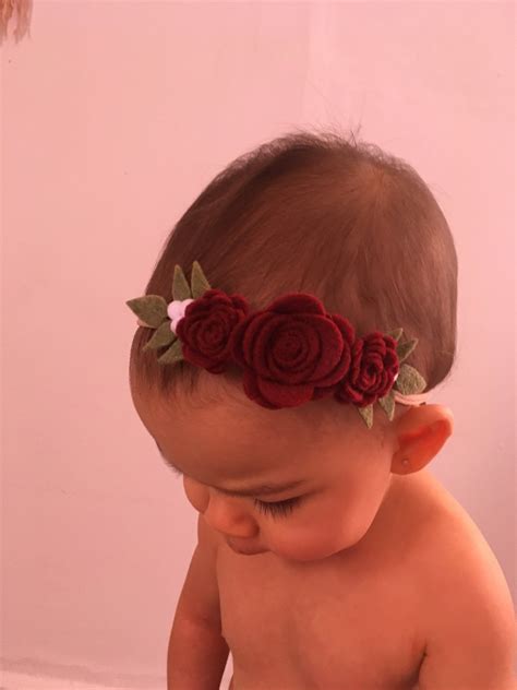 Red Rose Felt Flower Headband Baby Girl Headband Baby Etsy In 2021