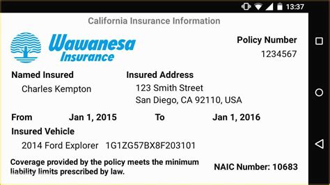 Car Insurance Card Template Download