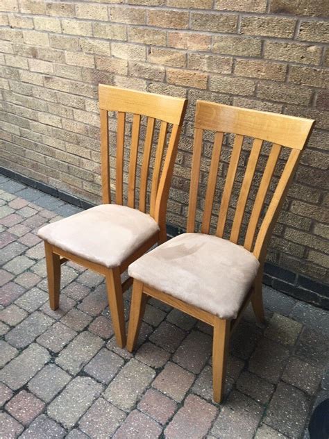 2 X Diningkitchen Chairs Solid Wood With Padded Seats In Blaby