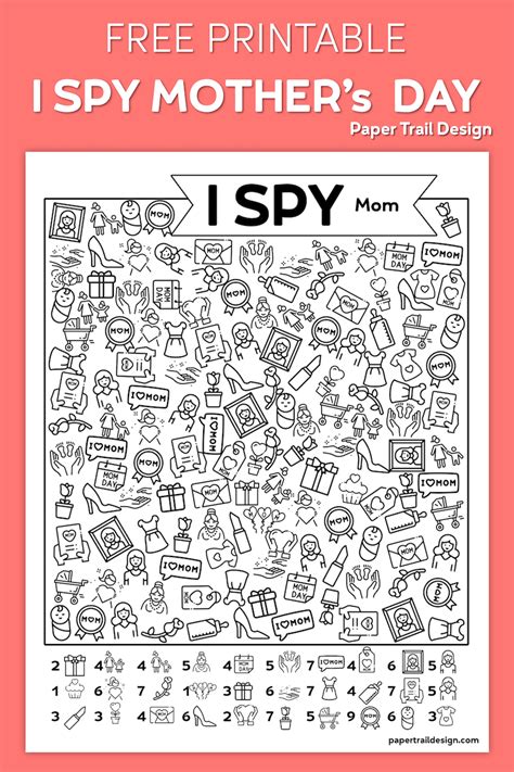 Free Printable I Spy Mother S Day Activity Paper Trail Design