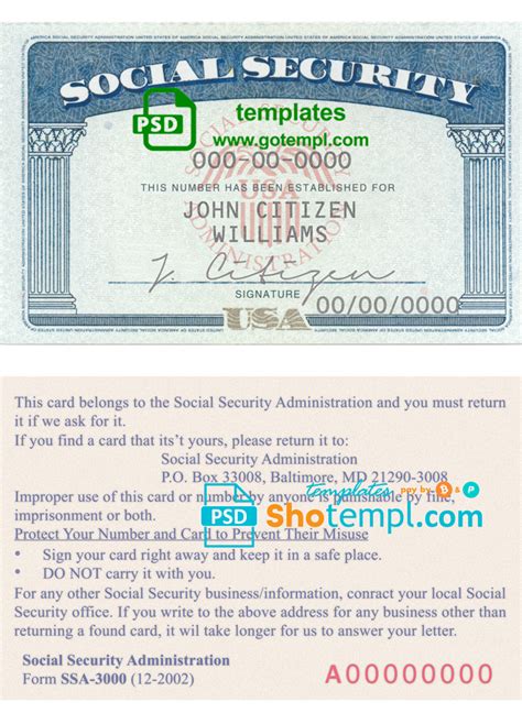 Where card was issued, not where person was born. USA SSN (Social Security Number) templates in PSD format - Shotempl.com - templates